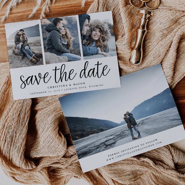 Save The Date Script manuscrit Multi Photo Enregistrer la date (Créateur téléchargé)