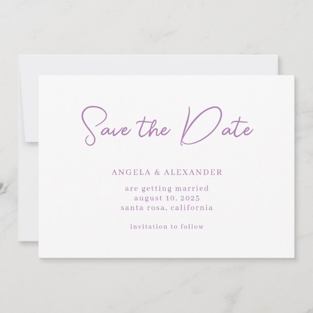Save The Date Script Mariage de lavande moderne (Devant)