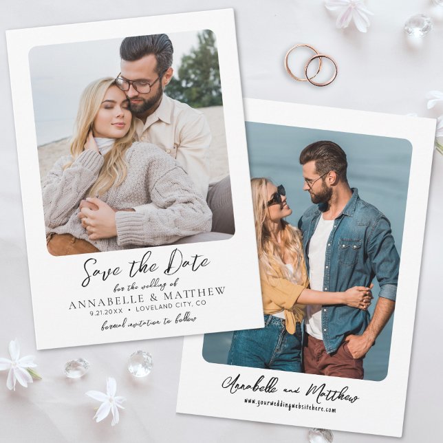 Save The Date Script Minimaliste Élégant pour Mariage Photograph (Photo Minimalist Script Elegant Wedding Save the Date)
