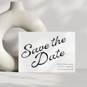 Save The Date Script minimaliste Vintage élégant noir et blanc