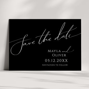 Save The Date Script minimaliste Whimsical   Horizontal noir