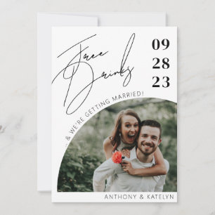 Save The Date Script moderne amusant Boissons gratuites Photo Ma