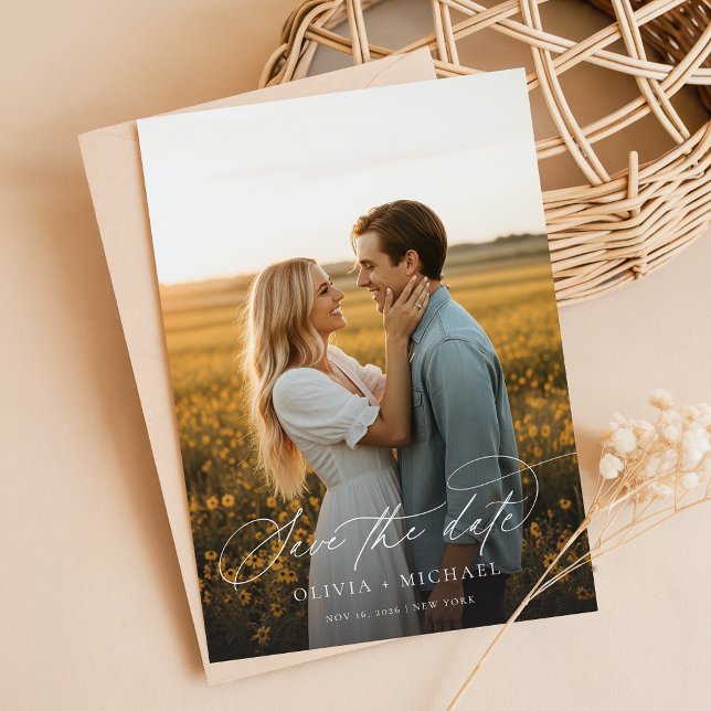 Save The Date Script moderne Boho Mariage photo (Créateur téléchargé)