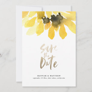 Save The Date Script moderne de tournesol rustique floral or scr