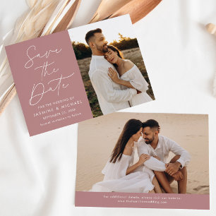 Save The Date Script moderne Dusty Rose 2 Photo