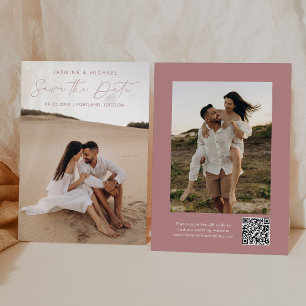 Save The Date Script moderne Dusty Rose QR Code 2 Photo