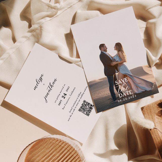 Save The Date Script moderne élégant Full Photo QR code Mariage (Créateur téléchargé)