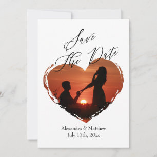Save The Date Script moderne élégant minimaliste photo de coeur