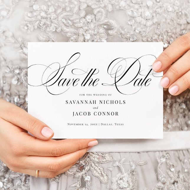 Save The Date Script moderne élégant noir et blanc (Créateur téléchargé)