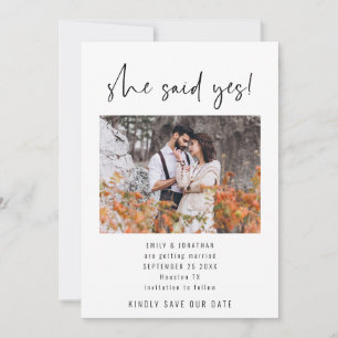 Save The Date Script Moderne Elle A Dit Oui Photo