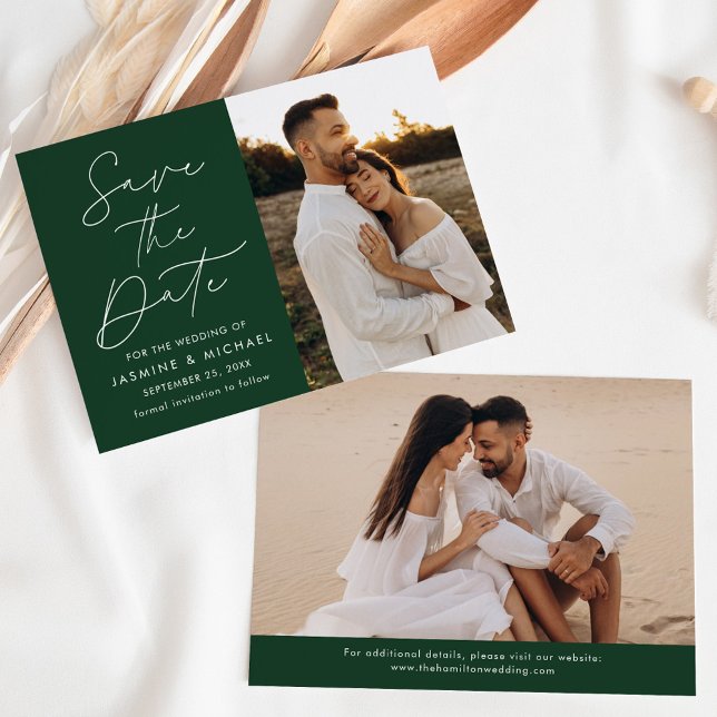 Save The Date Script moderne Green 2 Photo (Créateur téléchargé)