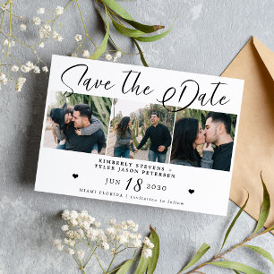 Save The Date Script moderne multi photo noir et blanc mariage