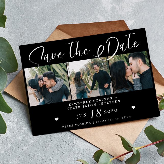 Save The Date Script moderne multi photo noir mariage (Créateur téléchargé)