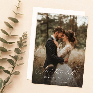 Save The Date Script moderne photo de mariage élégante