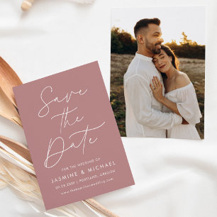 Save The Date Script moderne photo Rose Dusty
