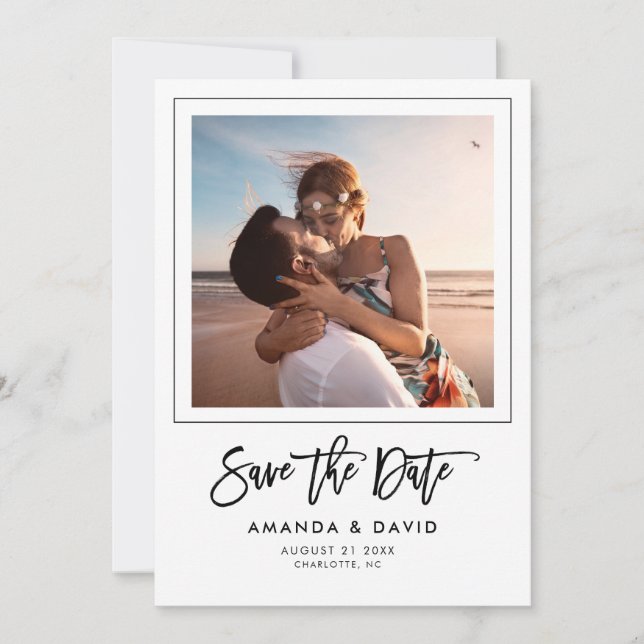 Save The Date Script Moderne Simple Lettre photo manuscrite (Devant)
