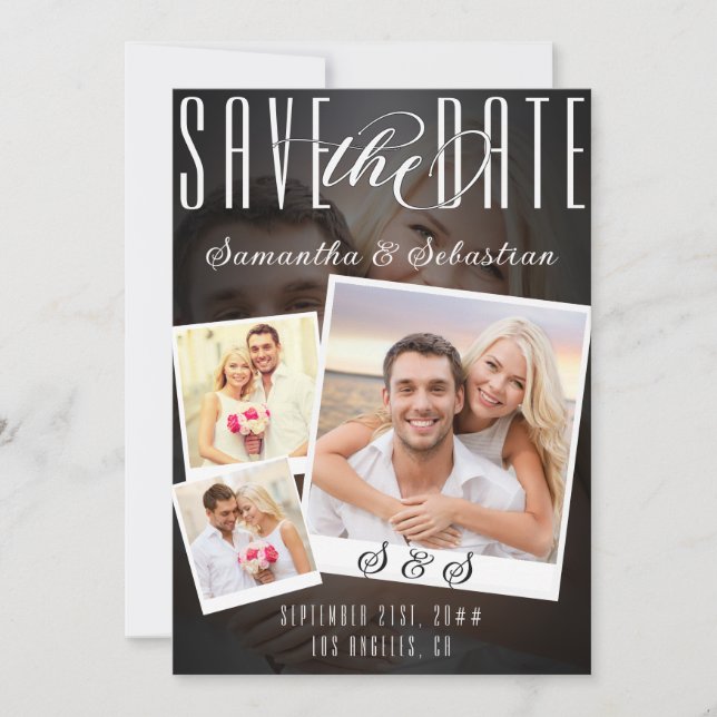 Save The Date Script moderne tendance 3 Photo QR CODE Enregistre (Devant)
