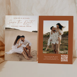 Save The Date Script moderne Terracotta QR Code 2 Photo