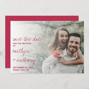 Save The Date Script moderne Viva Magenta Photo minimaliste