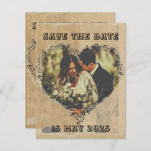Save The Date Script rustique rétro avec notes musicales Cadre c