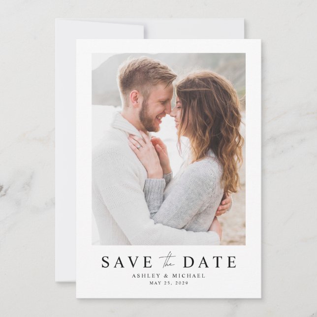 Save The Date Script simple élégant Mariage photo moderne (Devant)