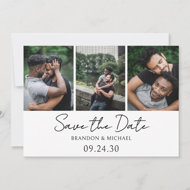 Save The Date Script simple et élégant photo LGBTQ (Devant)