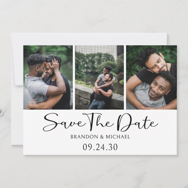Save The Date Script simple et élégant photo LGBTQ (Devant)