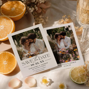 Save The Date Script simple moderne noir photos blanches mariage
