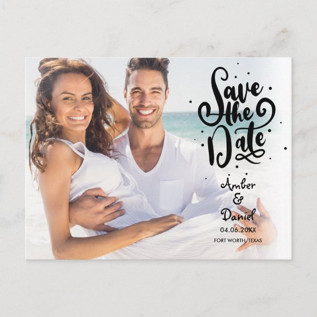 Save the Date Script Spots Photo Postcard (Front)