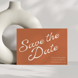 Save The Date Script Vintage minimaliste Élégant Rust Terracotta