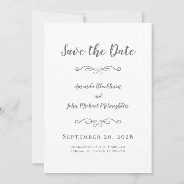 Save The Date Scrire de photo Delictic Calligraphie romantique G (Devant)