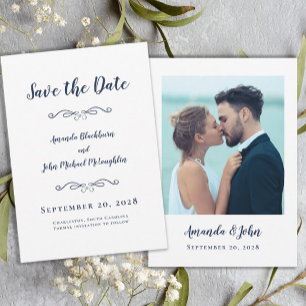 Save The Date Scrire de photo Delictic Romantic Calligraphie Ble