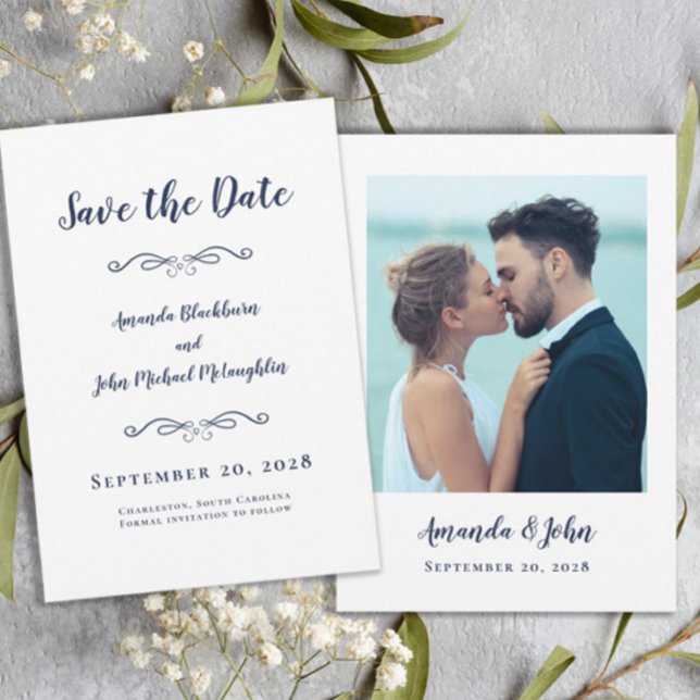 Save The Date Scrire de photo Delictic Romantic Calligraphie Ble (Créateur téléchargé)