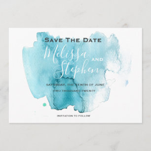 Save The Date Sea Blue Watercolor Beach Wedding Enregistrer La D