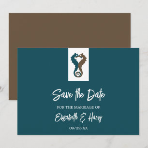 Save The Date Seahorse Romance, Mariage sur la plage
