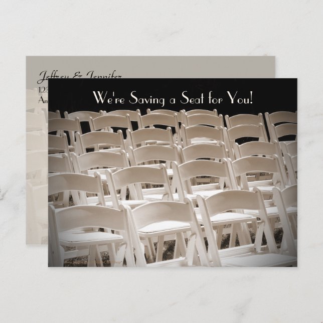 Save the Date Sepia Wedding Chairs  Announcement Postcard (Front/Back)