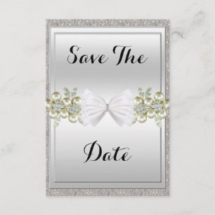 Save The Date Séquins & Gemmes Florales Parties scintillant Bow 