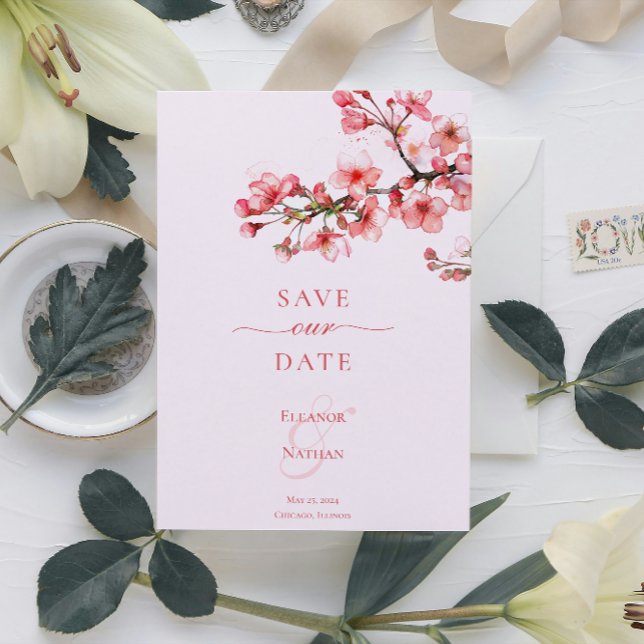 Save The Date Sérénité des fleurs de cerisier | Mariage de print (Créateur téléchargé)