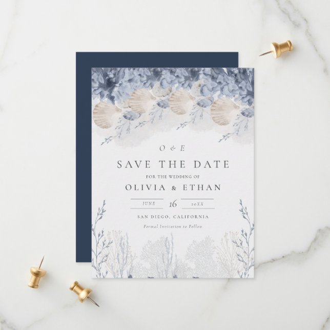 Save The Date Serenity by the Sea Wedding Enregistrer la date (Devant/Arrière en situation)