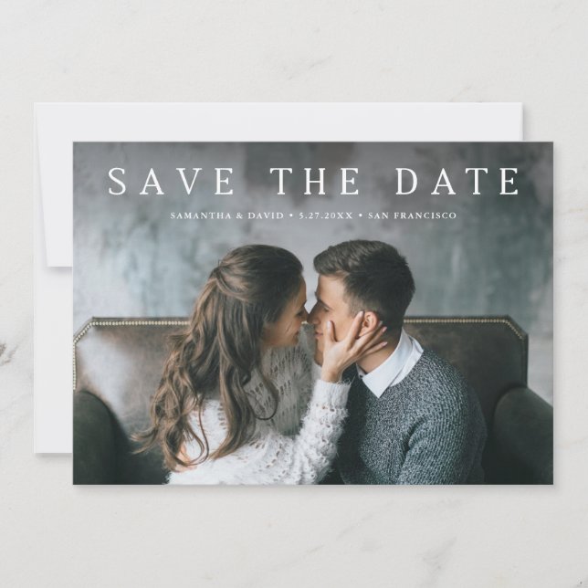 Save The Date Serif simple | Élégant texte classique et photo (Devant)