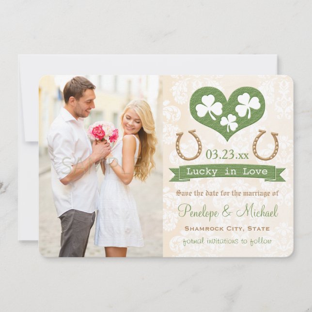 Save The Date Shamrock Lucky In Love Enregistrer la date (Devant)