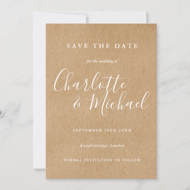 Save The Date Signature rustique Mariage de script Enregistrer l (Devant)