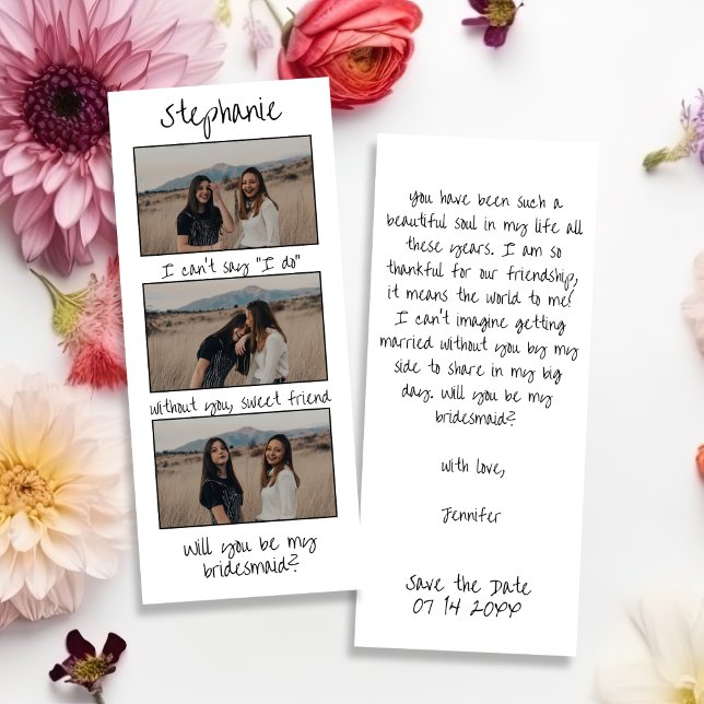 Save The Date Signet rétro 3 Photo Strip Bridesmaid (Créateur téléchargé)