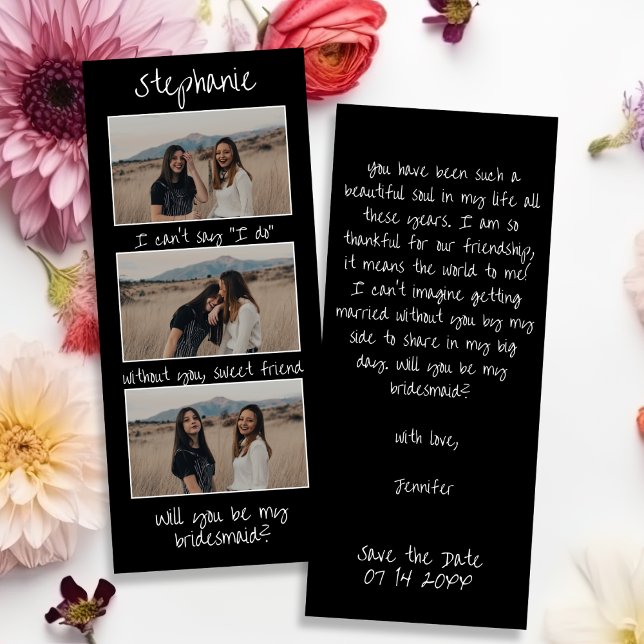 Save The Date Signet rétro 3 Photo Strip Bridesmaid (Créateur téléchargé)