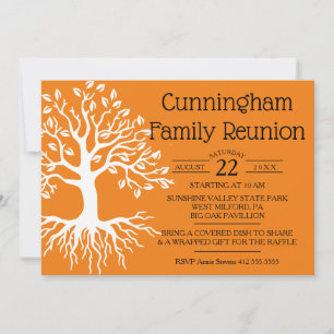 Save The Date Silhouette orange d'arbre généalogique de la