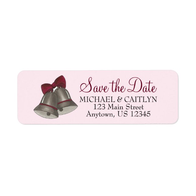 Save the Date Silver Bell Wedding Bells Labels (Front)