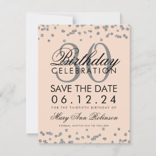 Save The Date Silver Blush Pink Enregistrer la date Anniversaire