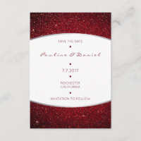 Save The Date Silver Burgundy White Grey Glitter