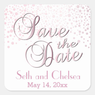 Save the Date Silver Dots   Personalize Square Sticker