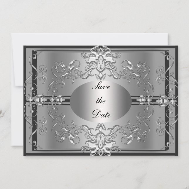 Save The Date Silver Elegant Invitation (Front)